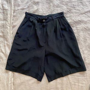 Vintage High Waisted Silk Shorts Black Size 8